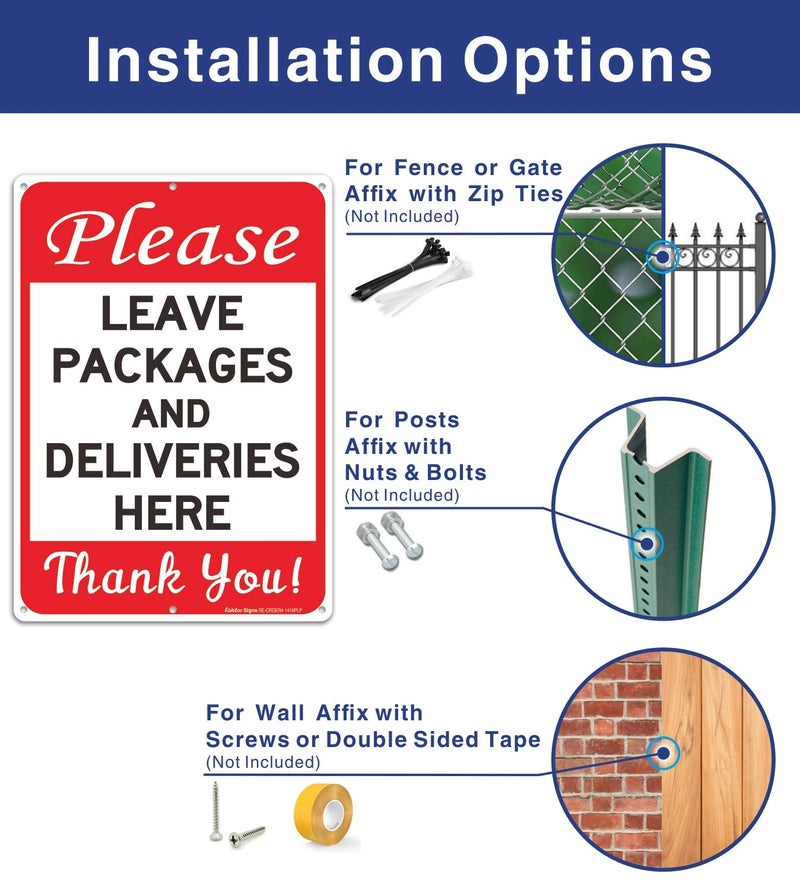 Faittoo Please Leave Packages and Deliveries Here Sign, Reflective .40 Rust Free Aluminum 14 x 10 Inches, UV Protected, Weather Resistant, Waterproof, Durable Ink, Easy to Mount - Image 3